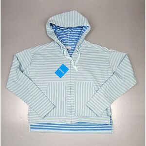Columbia Jacket Womens XL. Hooded Melody‎ Spring Full Zip Blue Striped. NWT